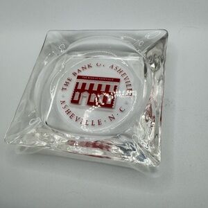 Vintage Glass Ashtray * The  Bank Of Asheville * North Carolina